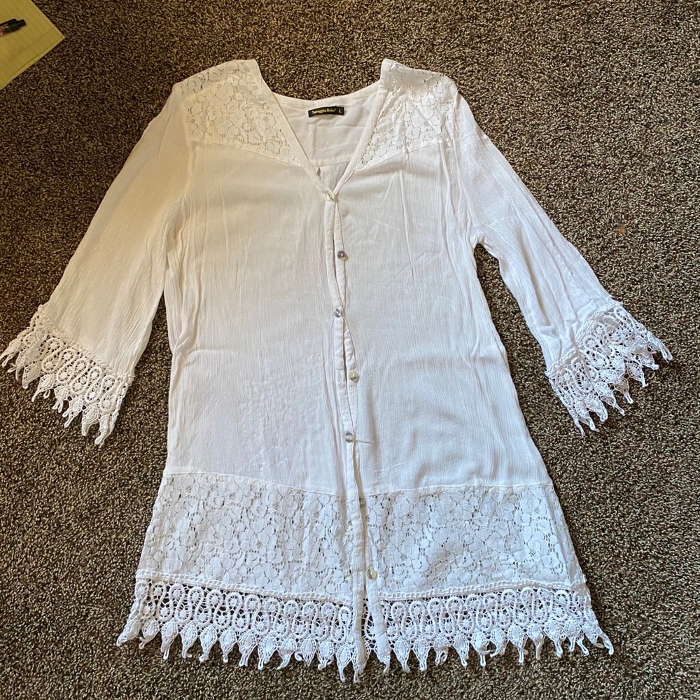 White Crochet Coverup Dress